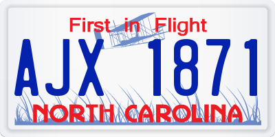 NC license plate AJX1871
