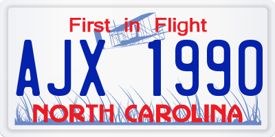 NC license plate AJX1990