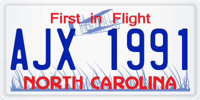NC license plate AJX1991