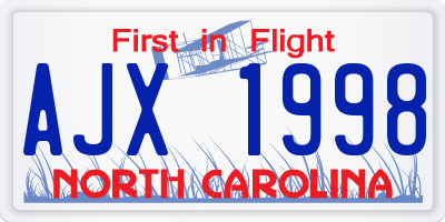 NC license plate AJX1998