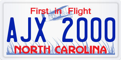 NC license plate AJX2000