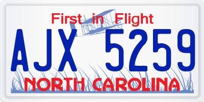 NC license plate AJX5259