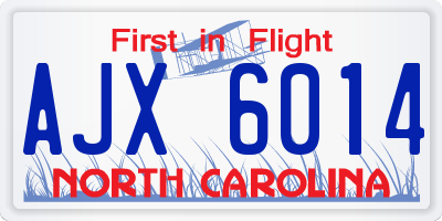 NC license plate AJX6014
