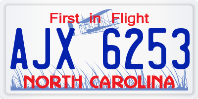 NC license plate AJX6253