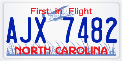 NC license plate AJX7482