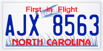 NC license plate AJX8563