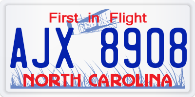 NC license plate AJX8908