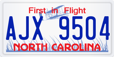 NC license plate AJX9504
