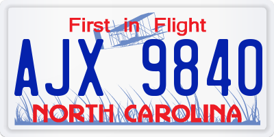 NC license plate AJX9840