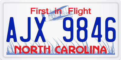 NC license plate AJX9846