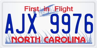 NC license plate AJX9976