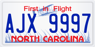NC license plate AJX9997