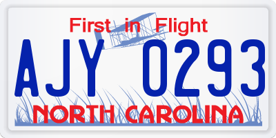 NC license plate AJY0293