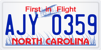 NC license plate AJY0359