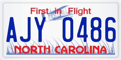 NC license plate AJY0486