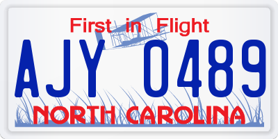 NC license plate AJY0489