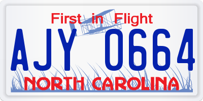 NC license plate AJY0664