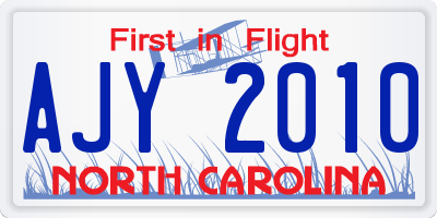 NC license plate AJY2010