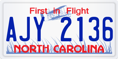 NC license plate AJY2136