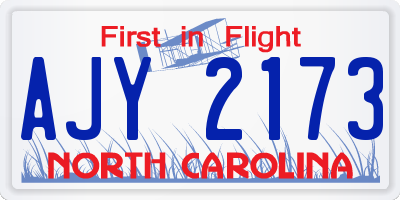 NC license plate AJY2173