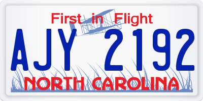 NC license plate AJY2192
