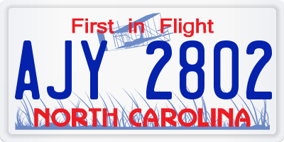NC license plate AJY2802