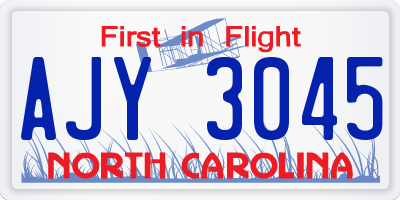 NC license plate AJY3045