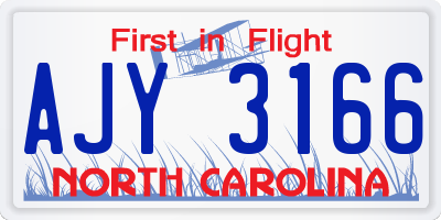 NC license plate AJY3166
