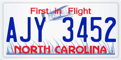 NC license plate AJY3452
