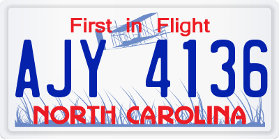 NC license plate AJY4136