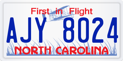 NC license plate AJY8024
