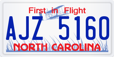 NC license plate AJZ5160