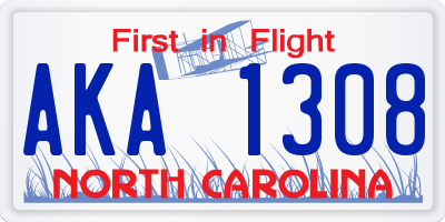 NC license plate AKA1308