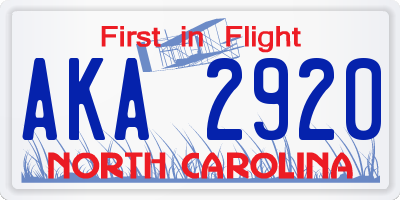 NC license plate AKA2920