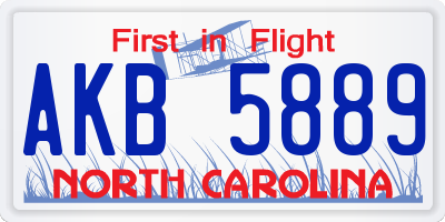 NC license plate AKB5889