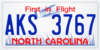 NC license plate AKS3767