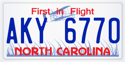 NC license plate AKY6770