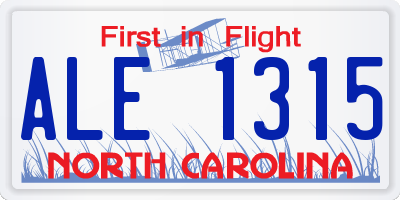 NC license plate ALE1315