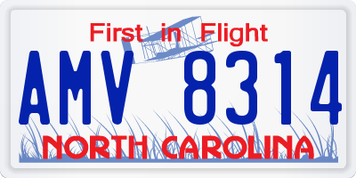 NC license plate AMV8314