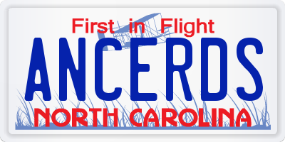 NC license plate ANCERDS