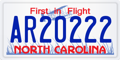 NC license plate AR20222