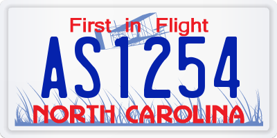 NC license plate AS1254