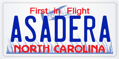 NC license plate ASADERA