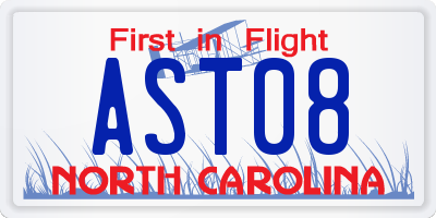 NC license plate AST08