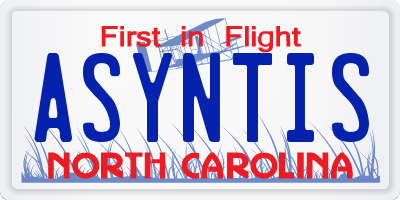 NC license plate ASYNTIS