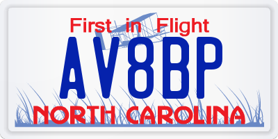 NC license plate AV8BP