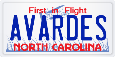 NC license plate AVARDES