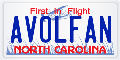 NC license plate AVOLFAN