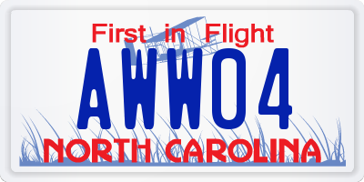 NC license plate AWW04