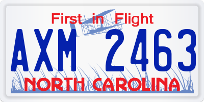 NC license plate AXM2463